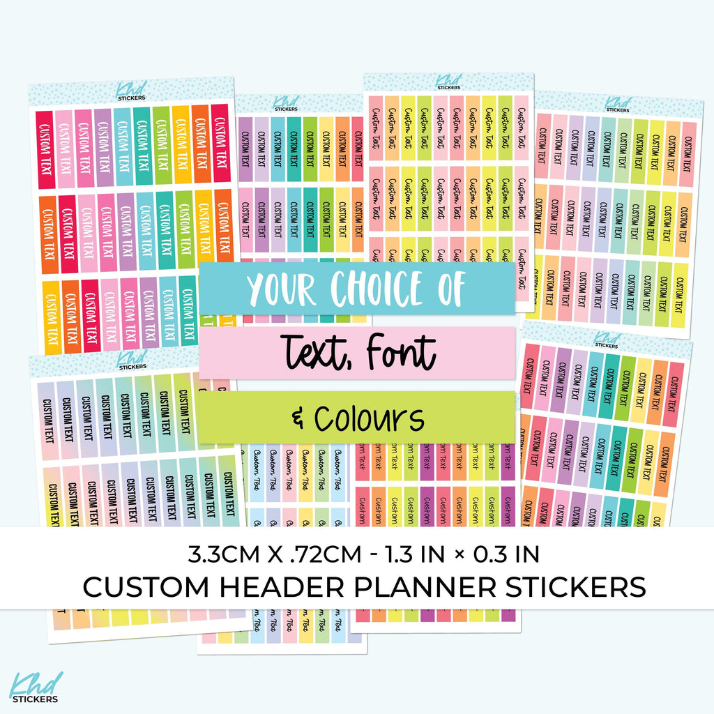 Custom Header Stickers - 3.3cm x 0.72cm - 1.3" x ~0.3"
