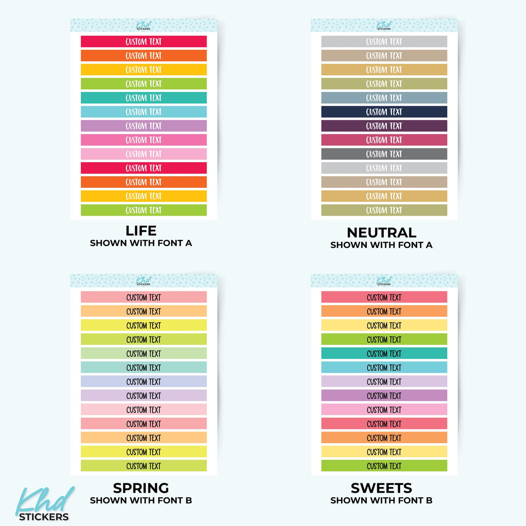 Custom Header Stickers - 7.2cm x 0.7cm - 3" x ~0.5"