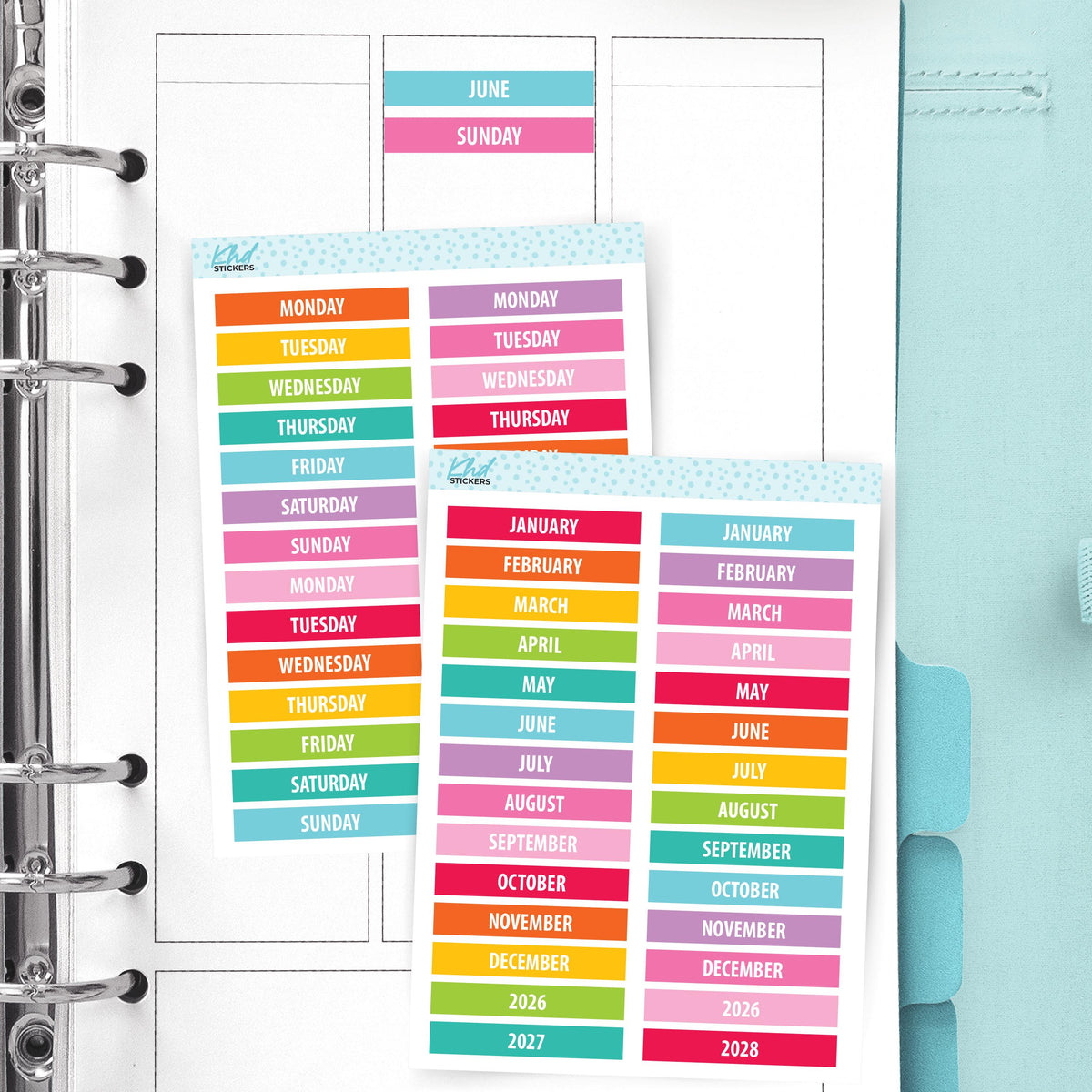 Two Year Days of the Week Stickers | KHDStickers