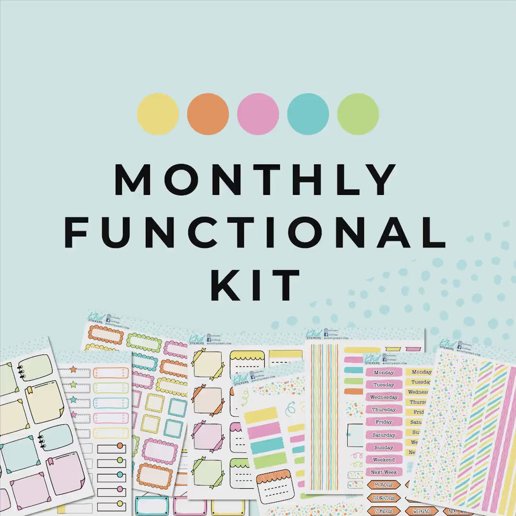 Monthly Functional Planner Sticker Kit - Pretty In Pastel - Planner Stickers - Kit 4805