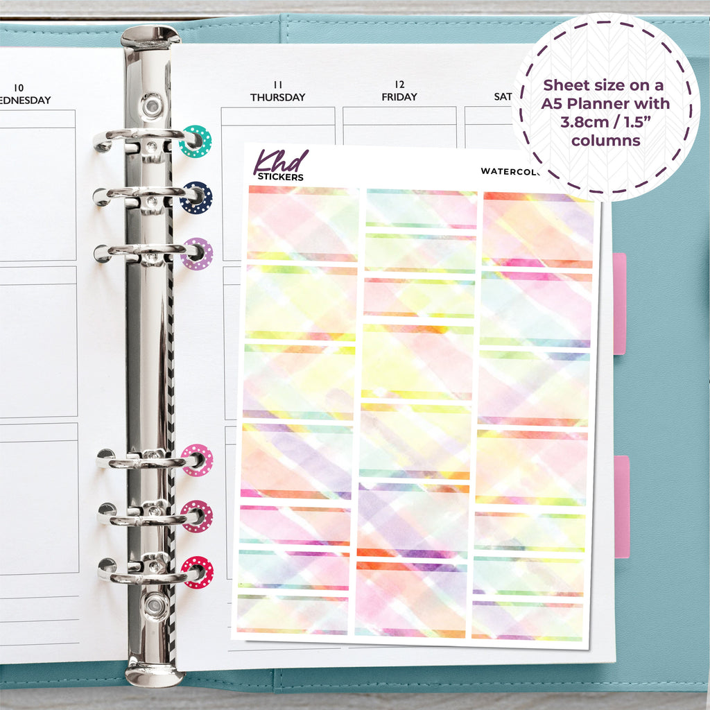 Mixed Watercolour Half Boxes and Quarter Box Functional Stickers, Planner Stickers