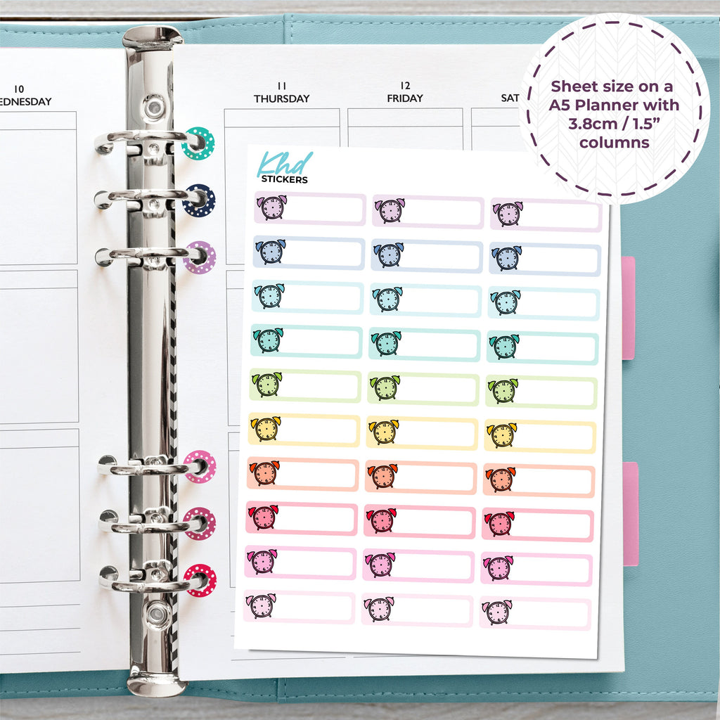 Alarm Reminders, Planner Stickers, Removable