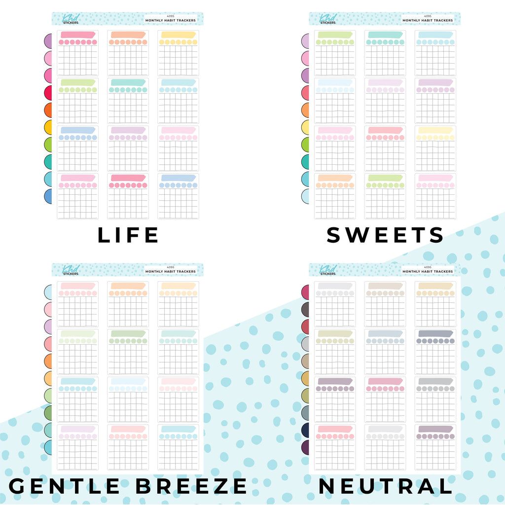 Monthly Trackers Planner Stickers, Removable
