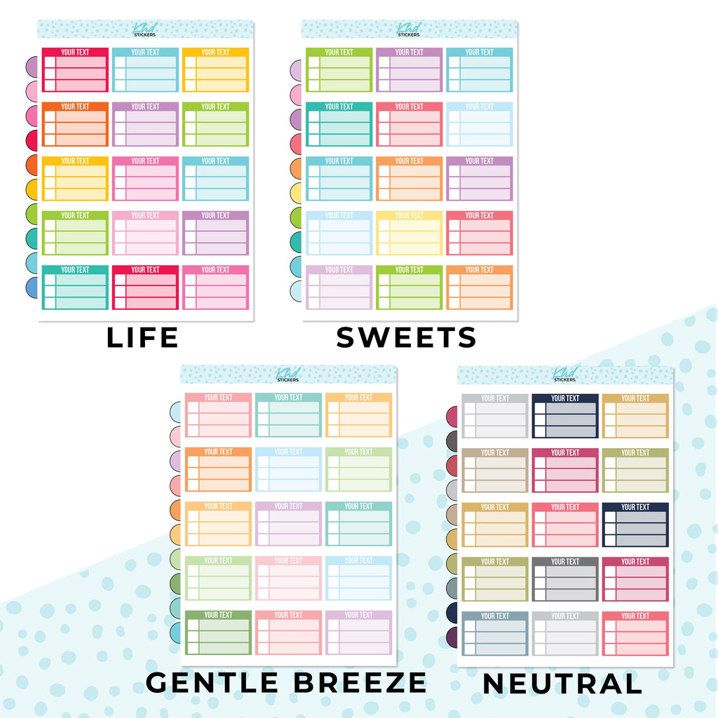 Design Your Own, Checklist Stickers, Planner Stickers, Removable