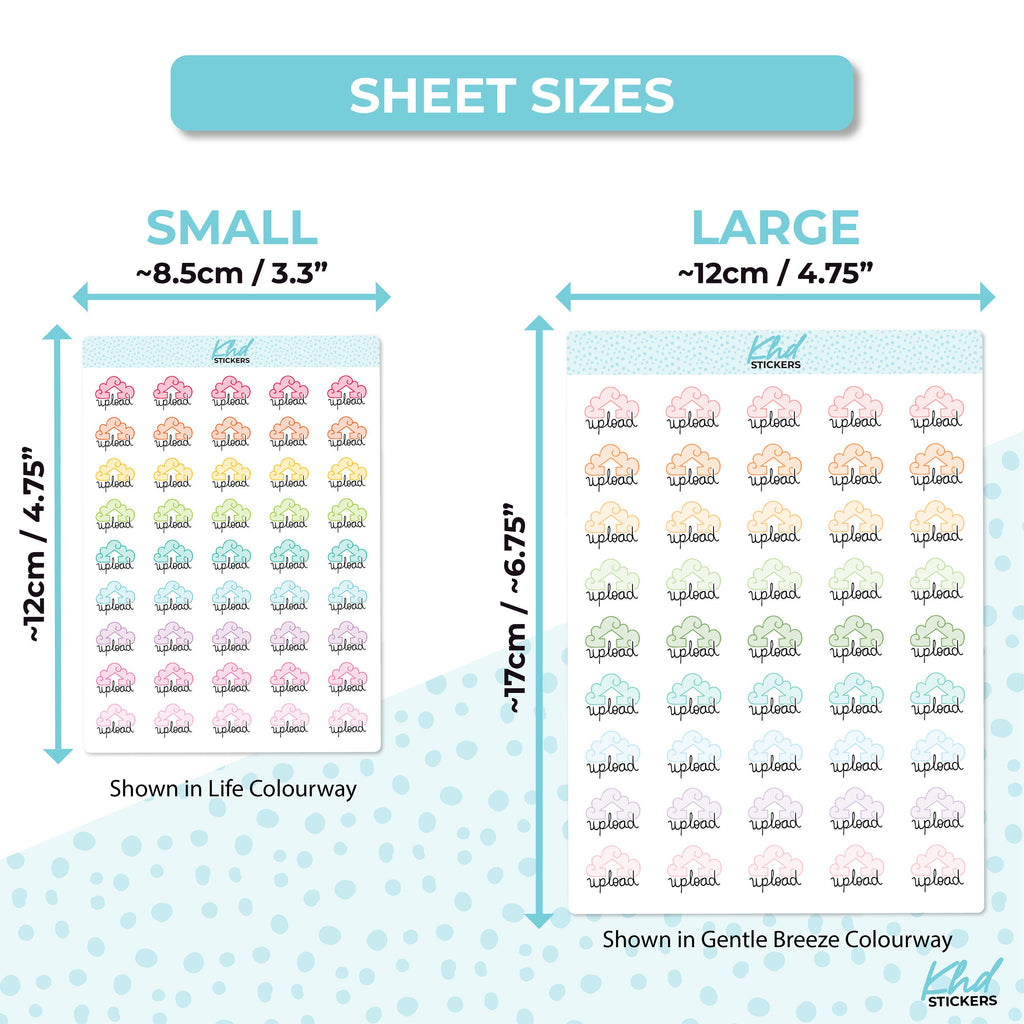 Upload Planner Stickers, Two Sizes, Removable