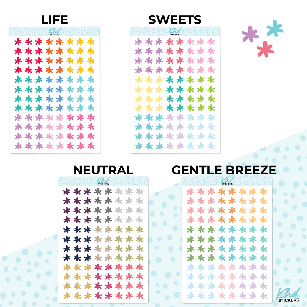 Asterisk Stars Stickers, Planner Stickers, Two Sizes and over 30 colour selections, Removable