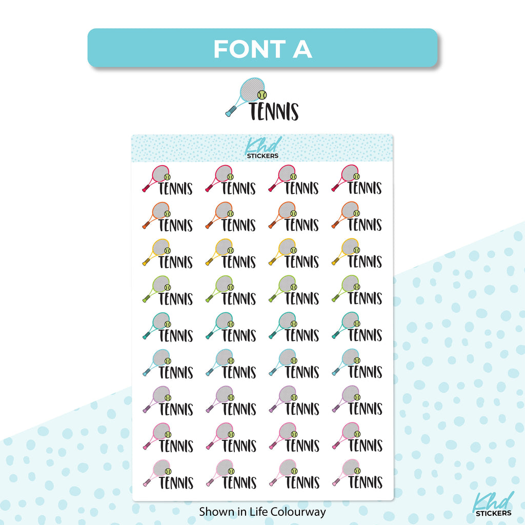 Tennis Planner Stickers, Two sizes and font options, Over 30 colours, Removable