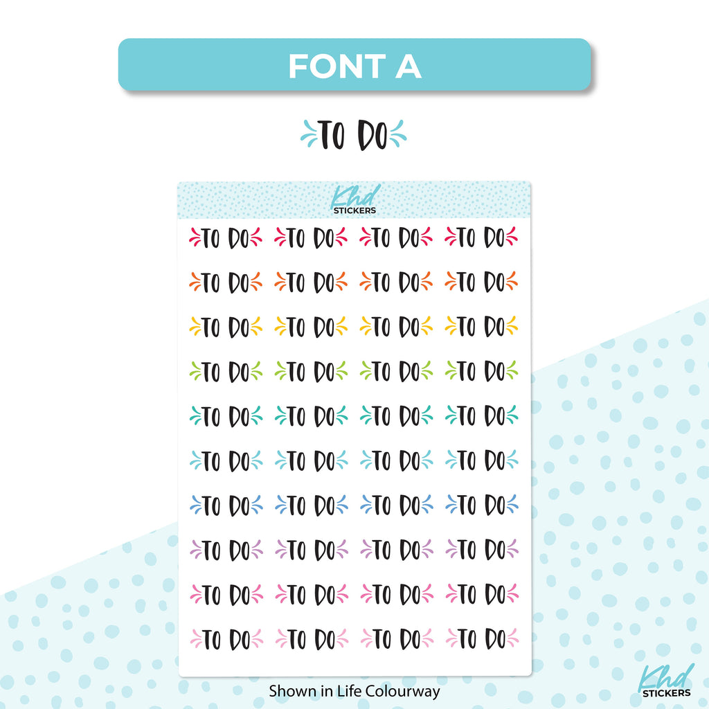 To Do Stickers, Planner Stickers, Two size and font options, removable