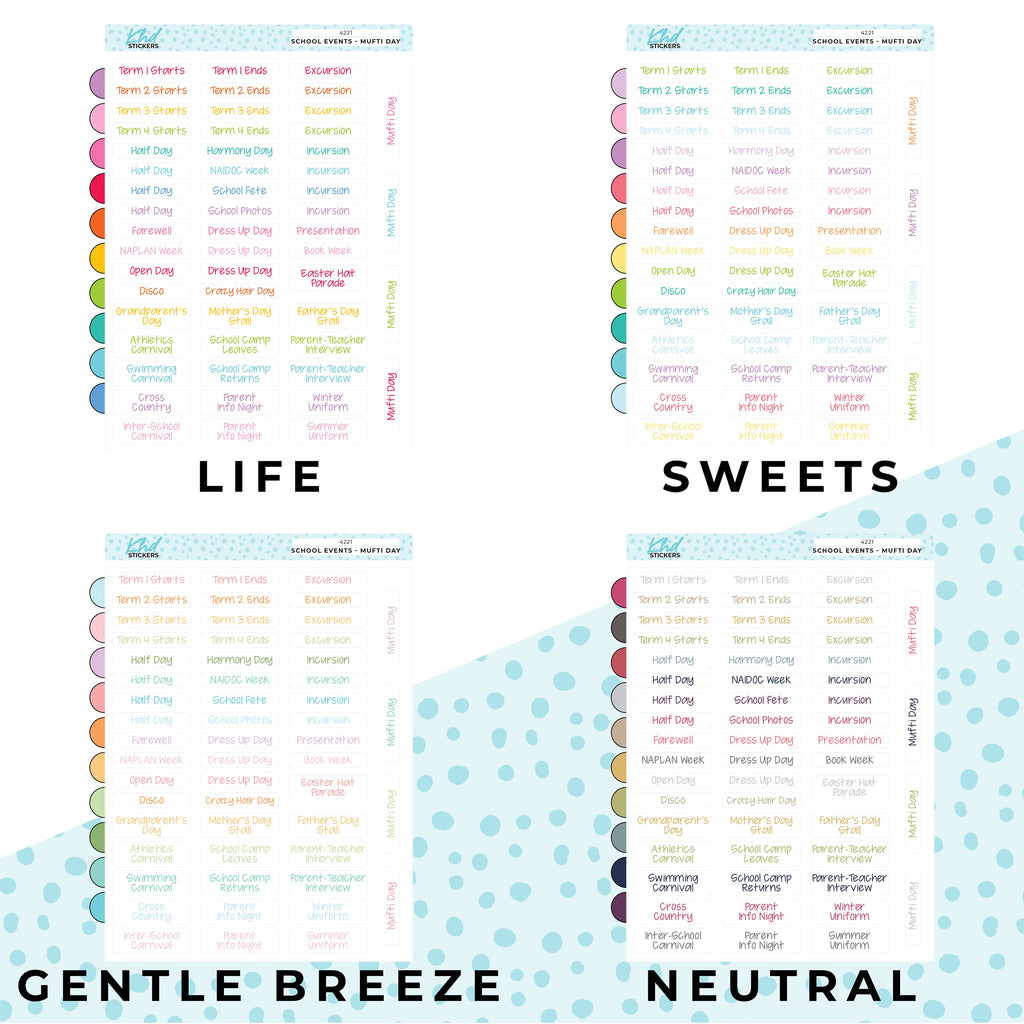 School Events Stickers, Planner Stickers, Removable