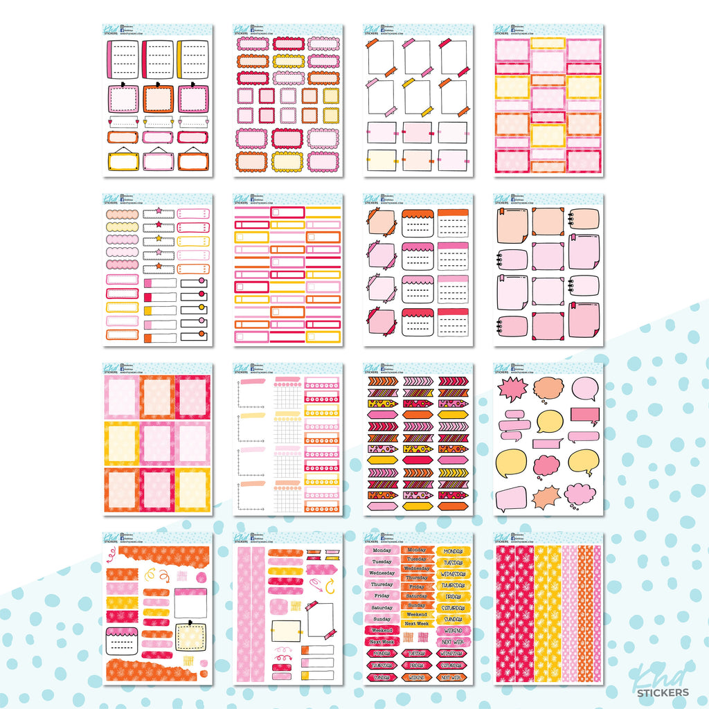 16 Sheets - Monthly Functional Planner Sticker Kit - Summer - Planner Stickers - Kit 4810