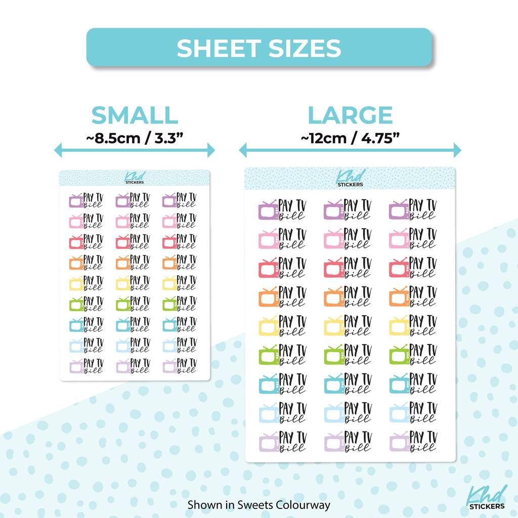 Pay TV Bill Stickers, Planner Stickers, Removable