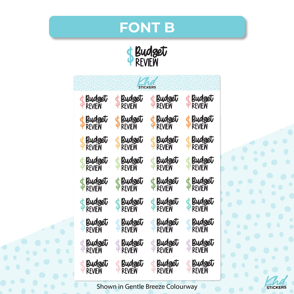 Budget Review Stickers, Planner Stickers, Removable
