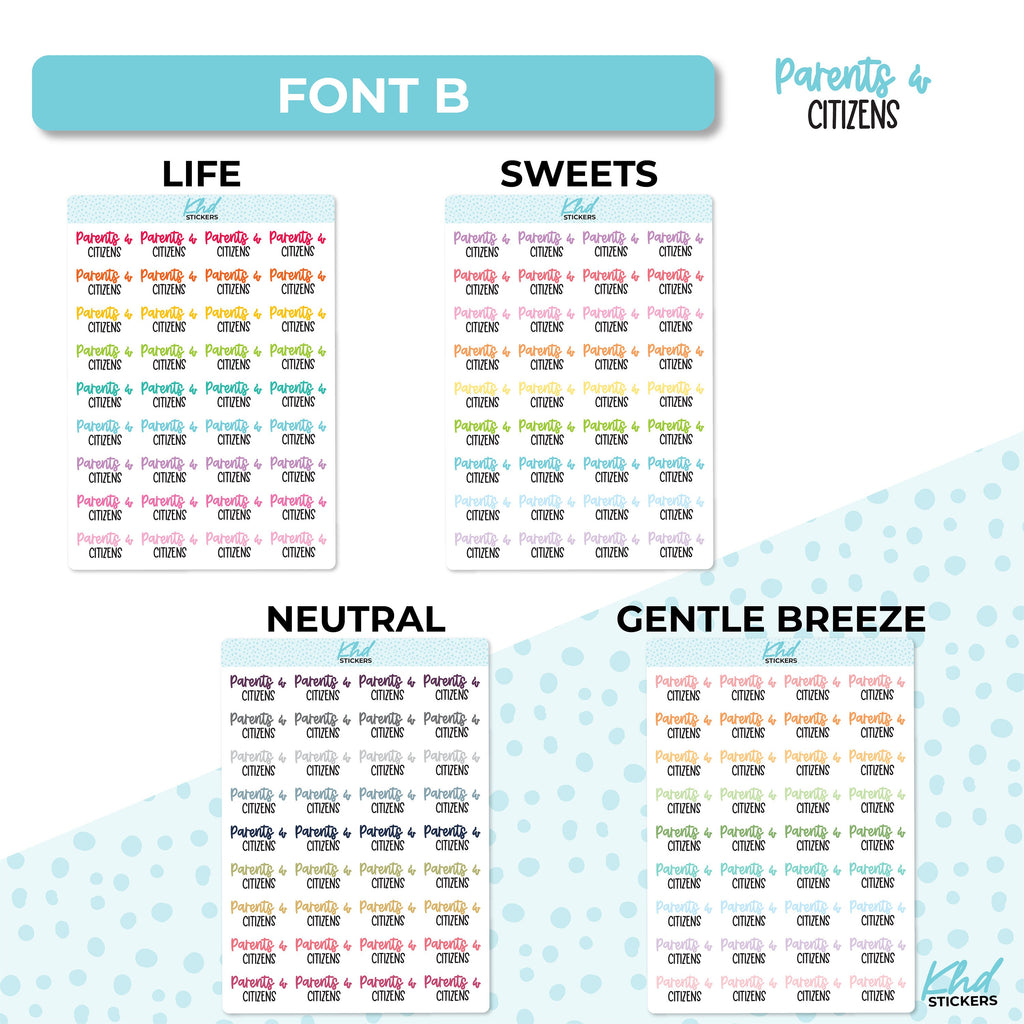 Parents and Citizens, Planner Stickers, Removable