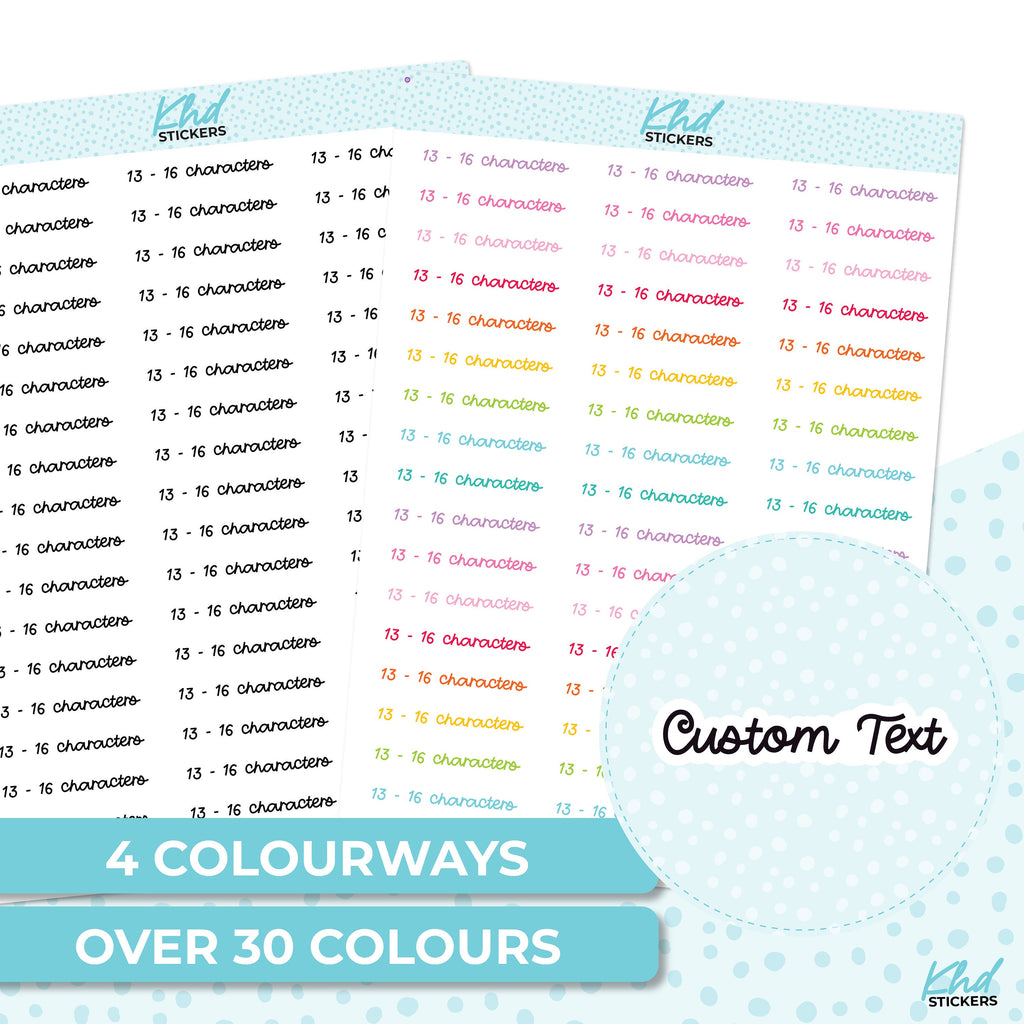 Design Your Own Word Stickers, Font C, Custom Script Planner Stickers, Removable, Custom Word Stickers, Clear Sticker or White Background