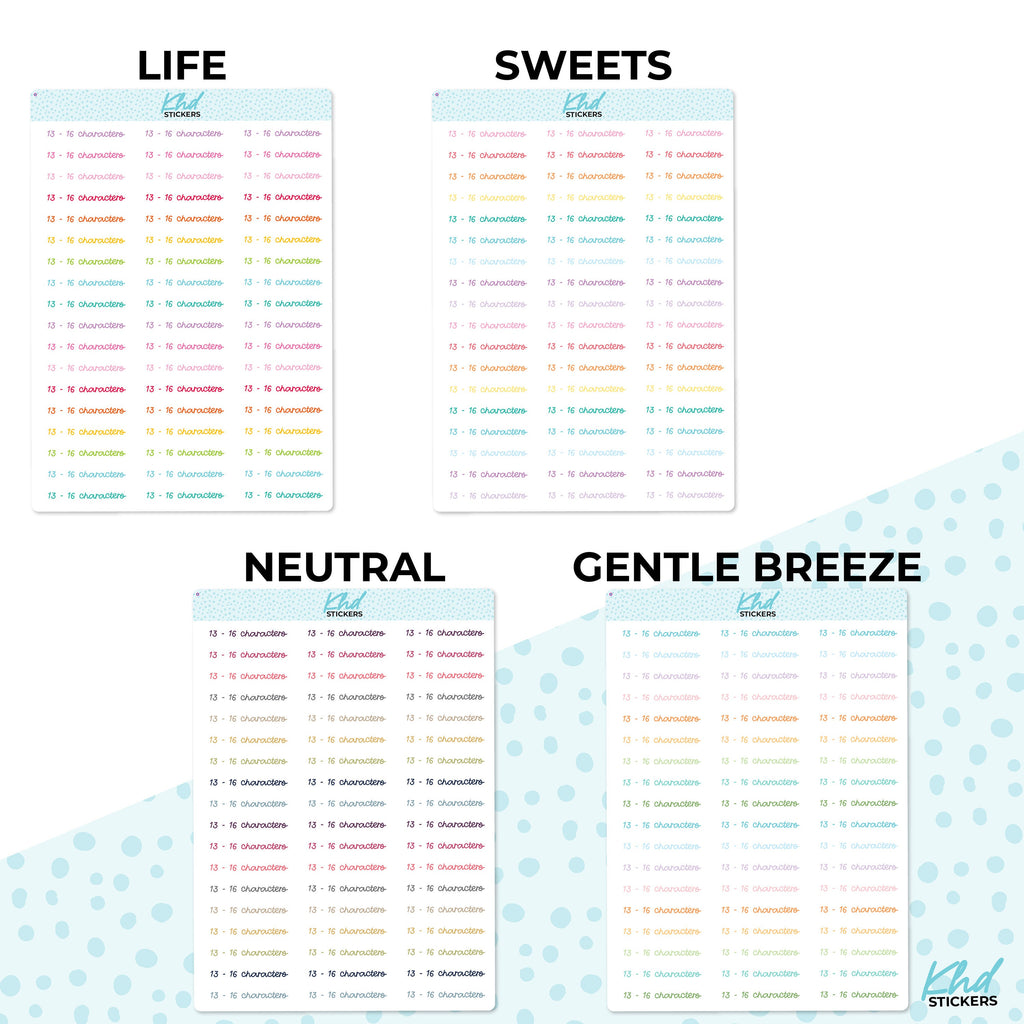 Design Your Own Word Stickers, Font C, Custom Script Planner Stickers, Removable, Custom Word Stickers, Clear Sticker or White Background