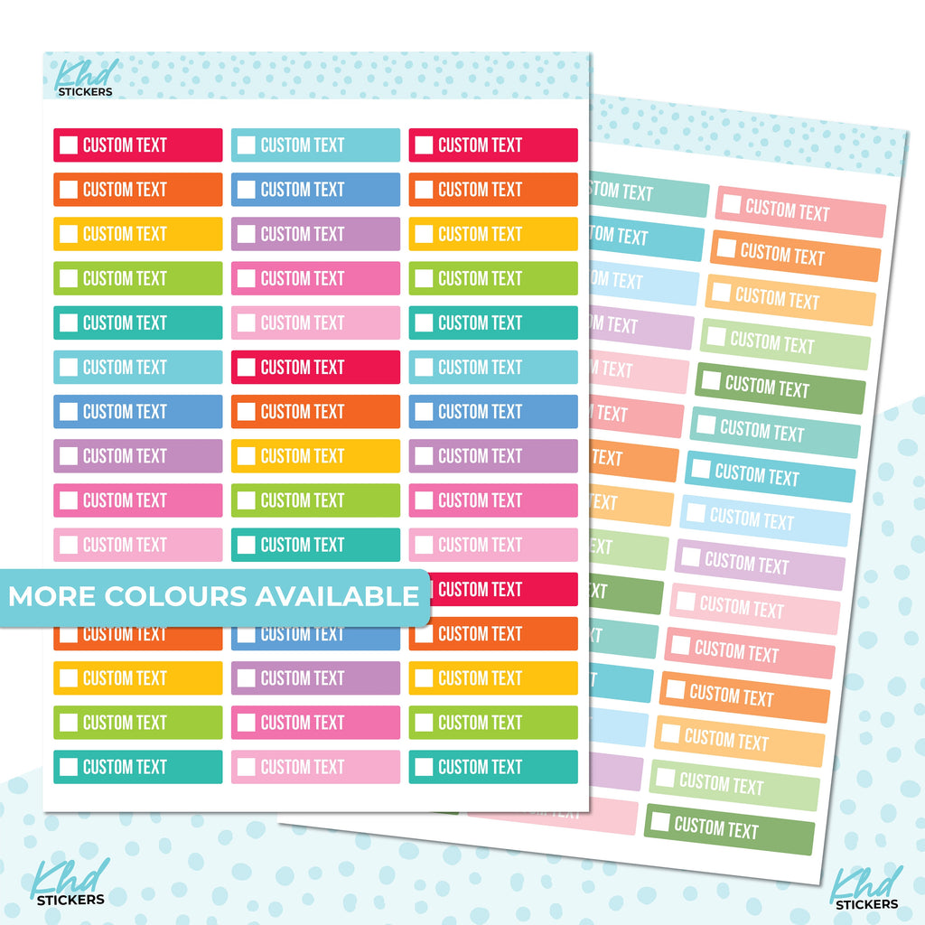 Design Your Own, Check Box Labels, Customised & Personalised Planner Stickers