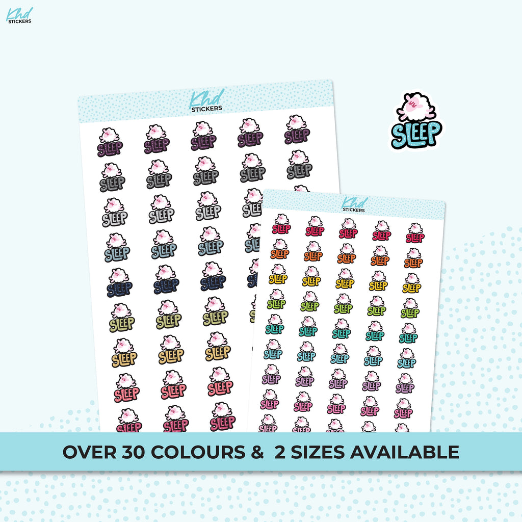Sleep Planner Stickers, Planner Stickers, 2 sizes and over 30 colours, Removable