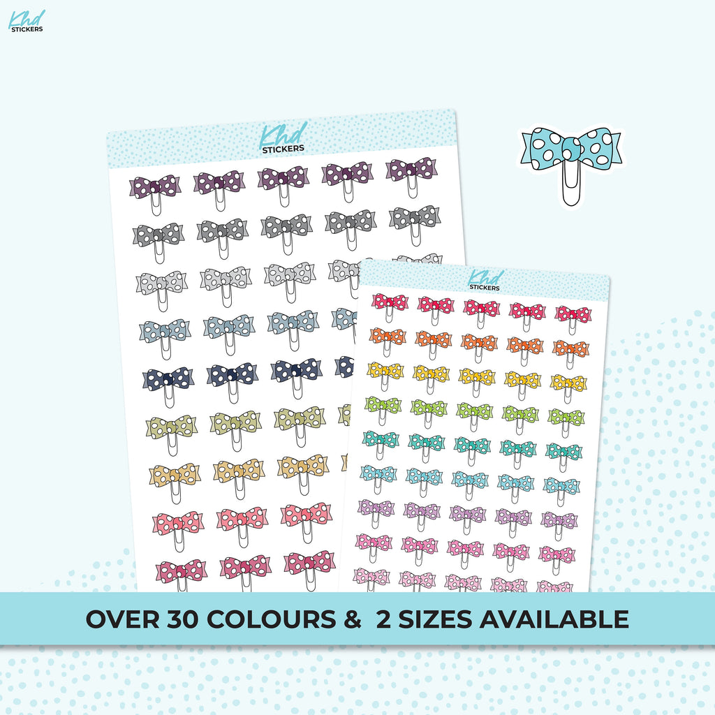 Bow Paper Clip Planner Stickers, Removable