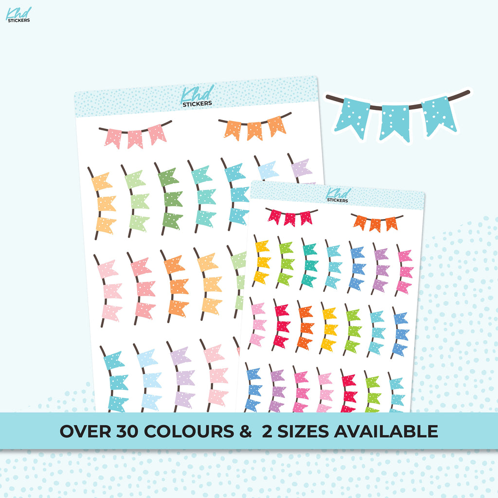 Mini Flag Stickers, Planner Stickers, Bunting Removable