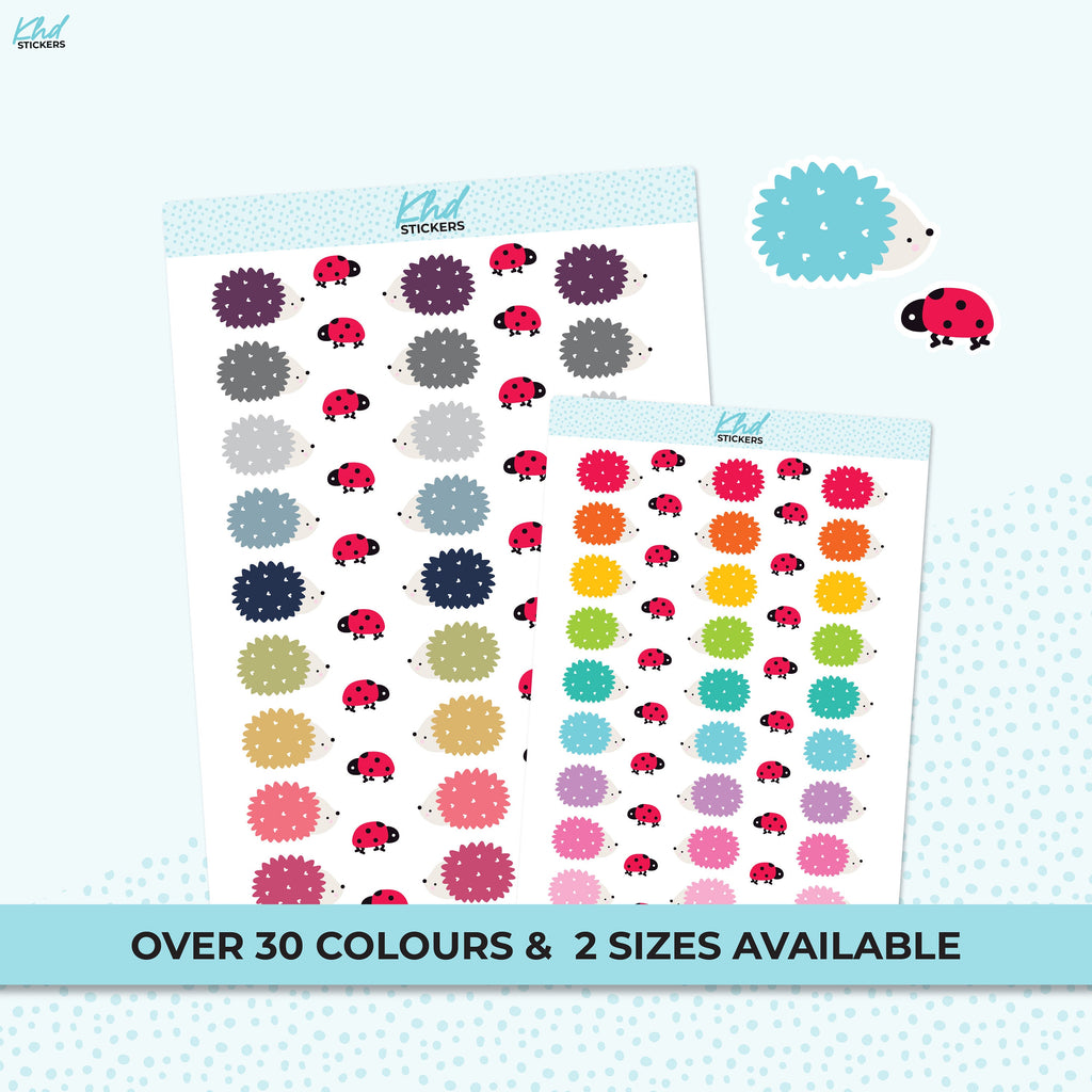 Cute and Fun Hedgehog Planner Stickers, Two Sizes, Removable