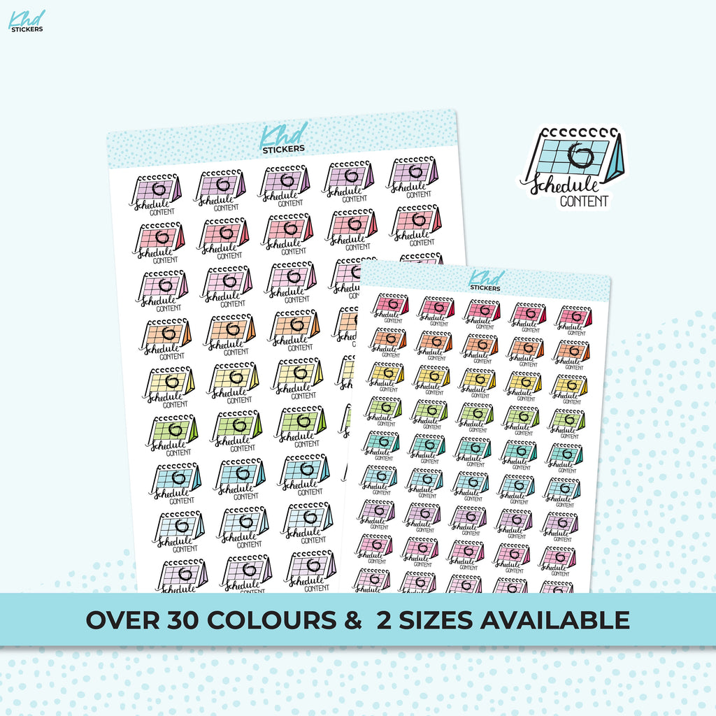 Schedule Content Planner Stickers, Two Sizes, Removable