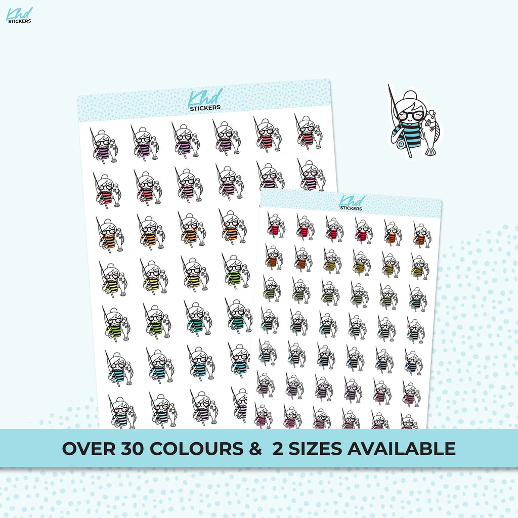 Planner Girl Leona Fishing Planner Stickers, Removable