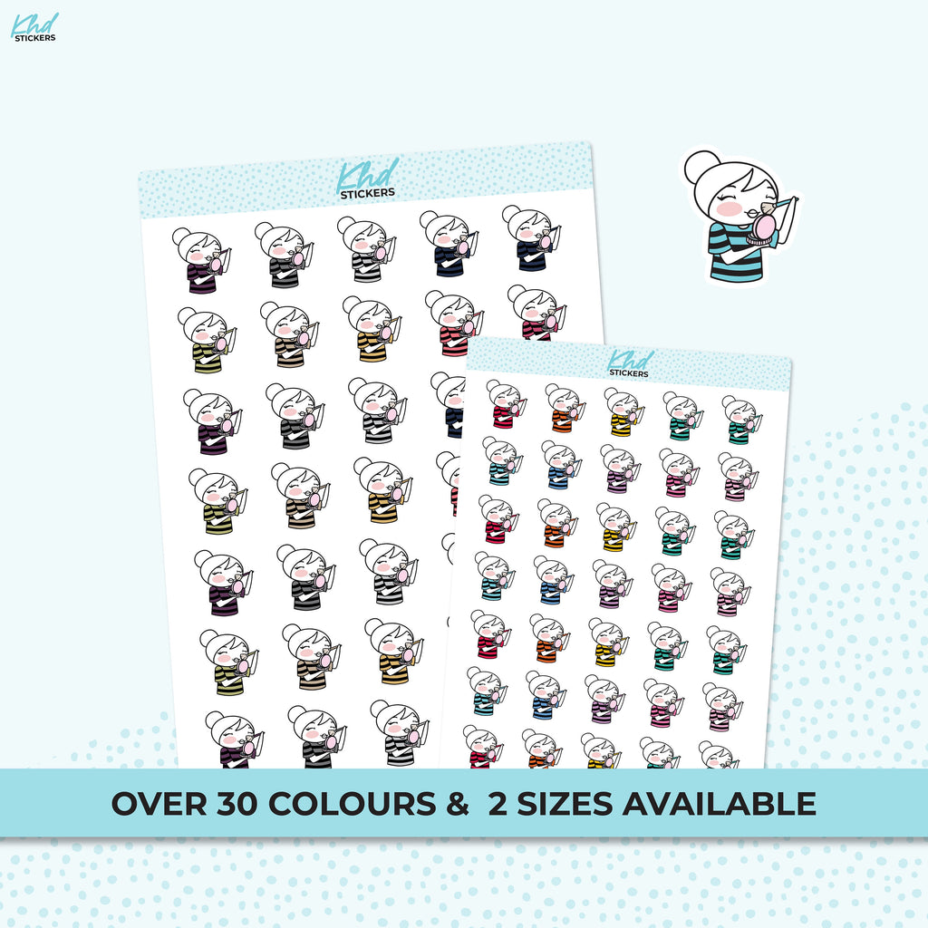 Planner Girl Leona Apply Makeup, Planner Stickers, Removable