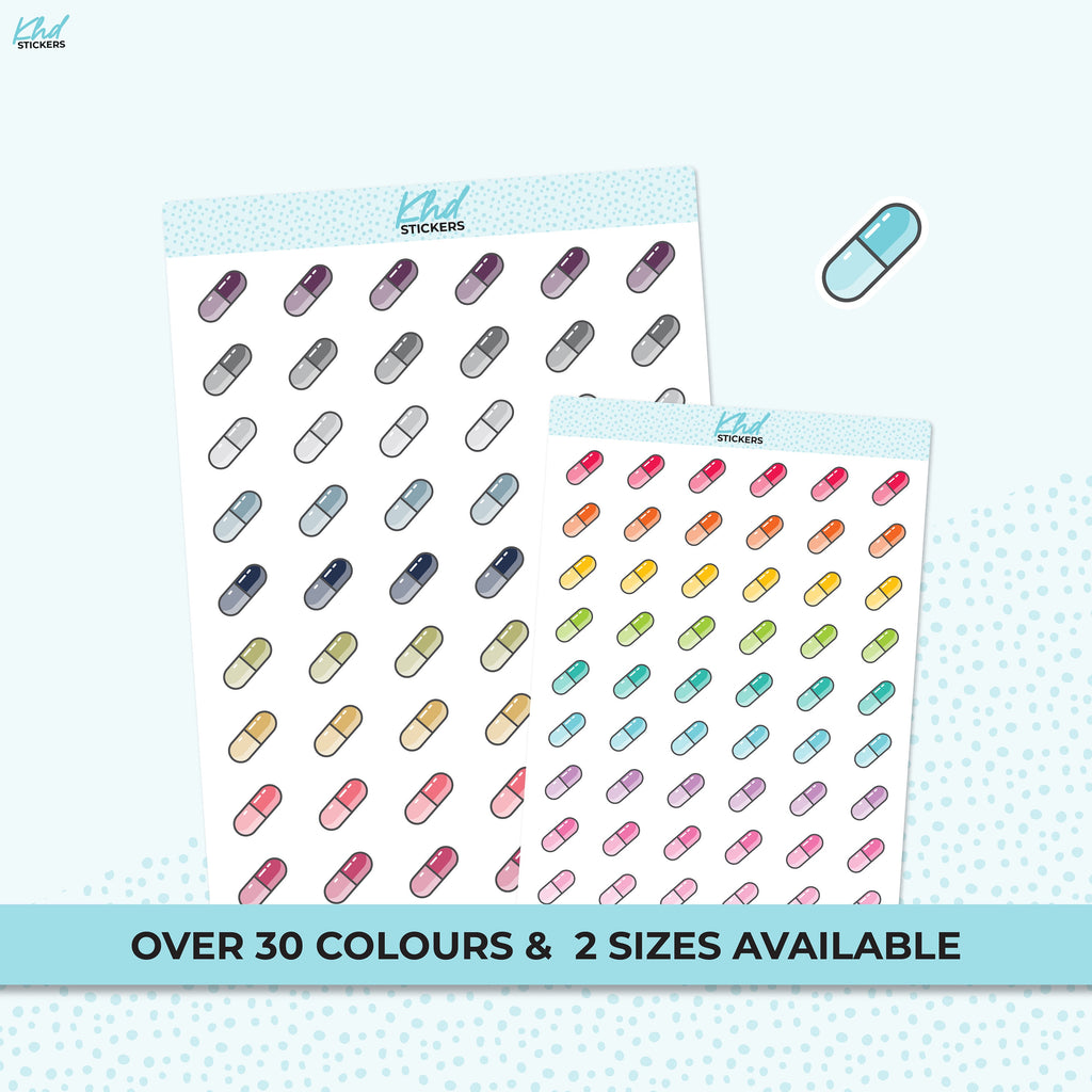 Medicine Capsule Stickers, Planner Stickers, Removable