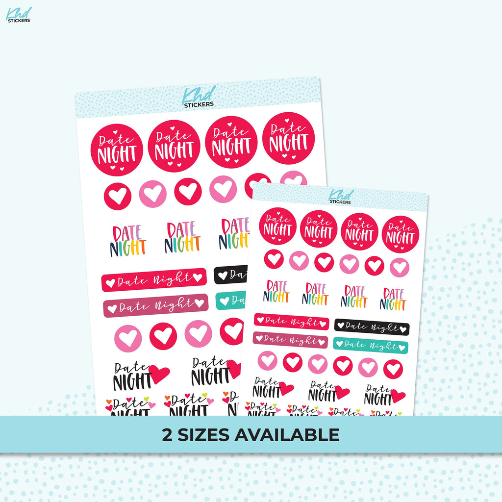 Date Night Stickers, Planner Stickers,  Removable