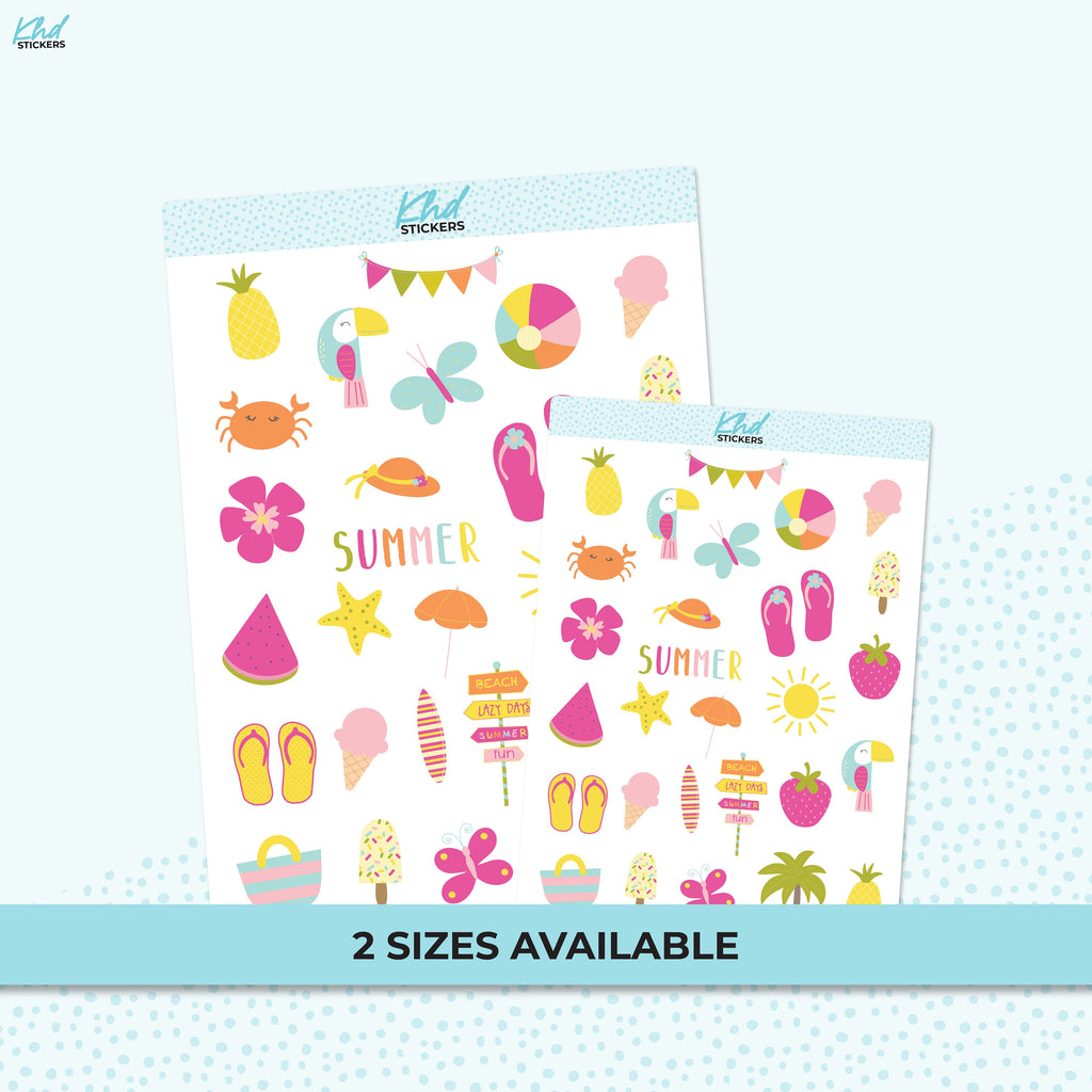 Summer Stickers, Planner Stickers, Two Sizes, Removable