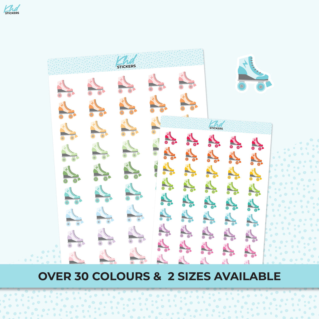 Roller Skates Stickers, Planner Stickers, Two sizes and over 30 colour options, removable