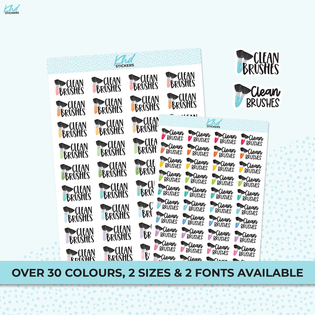 Clean Brushes Stickers, Planner Stickers, Removable