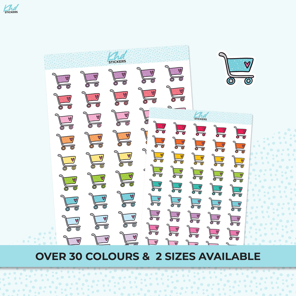 Shopping Trolley Icons Stickers, Planner Stickers, Removable