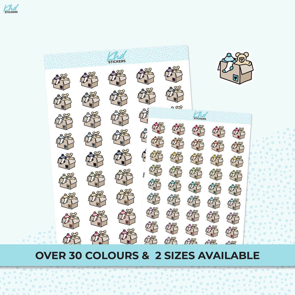 Packing Box Icon Stickers, Planner Stickers, Two sizes and over 30 colour options, removable