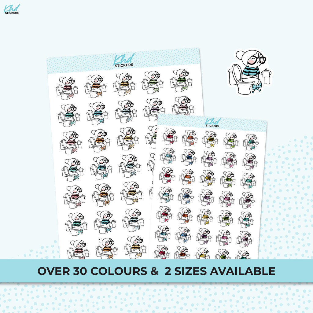 Toilet Stickers, Pain Planner Stickers, Planner Girl, Two sizes, Removable