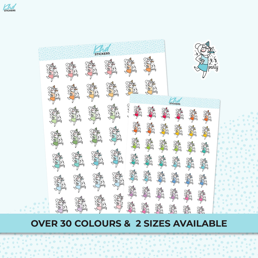 Party Stickers, Planner Stickers, Planner Girl Stickers, Two sizes, Removable