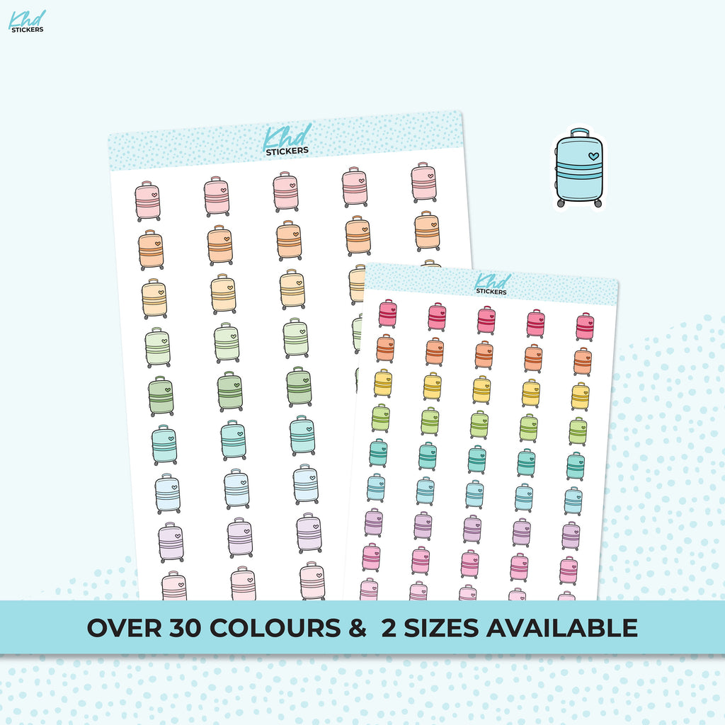 Cute Luggage Stickers, Planner StickersTwo Sizes and over 30 colour selections, Removable