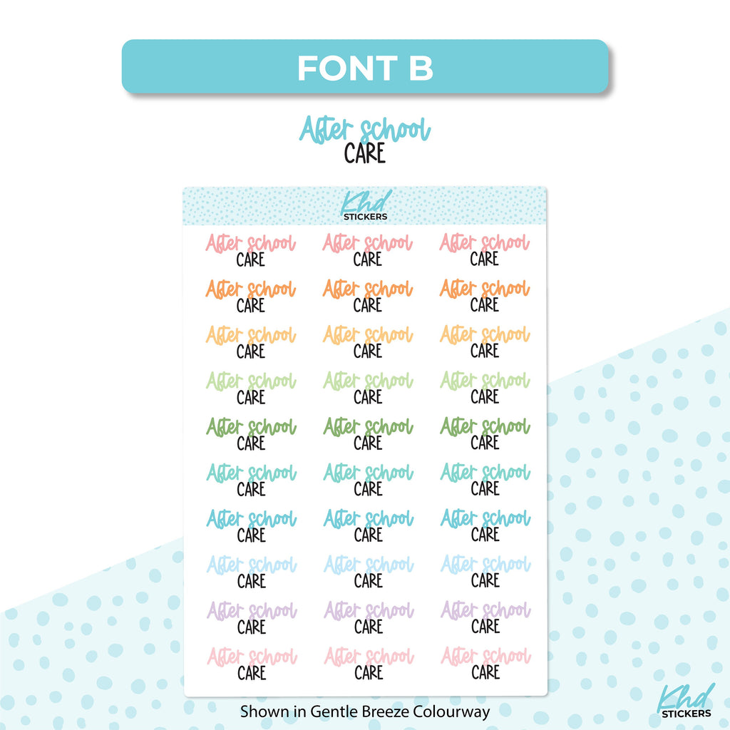 After School Care Planner Stickers, Two Fonts and Sizes, Removable