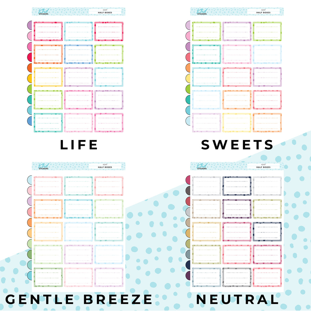 Fun polka dots Half Boxes, Appointment Stickers, Planner Stickers, Removable Vinyl