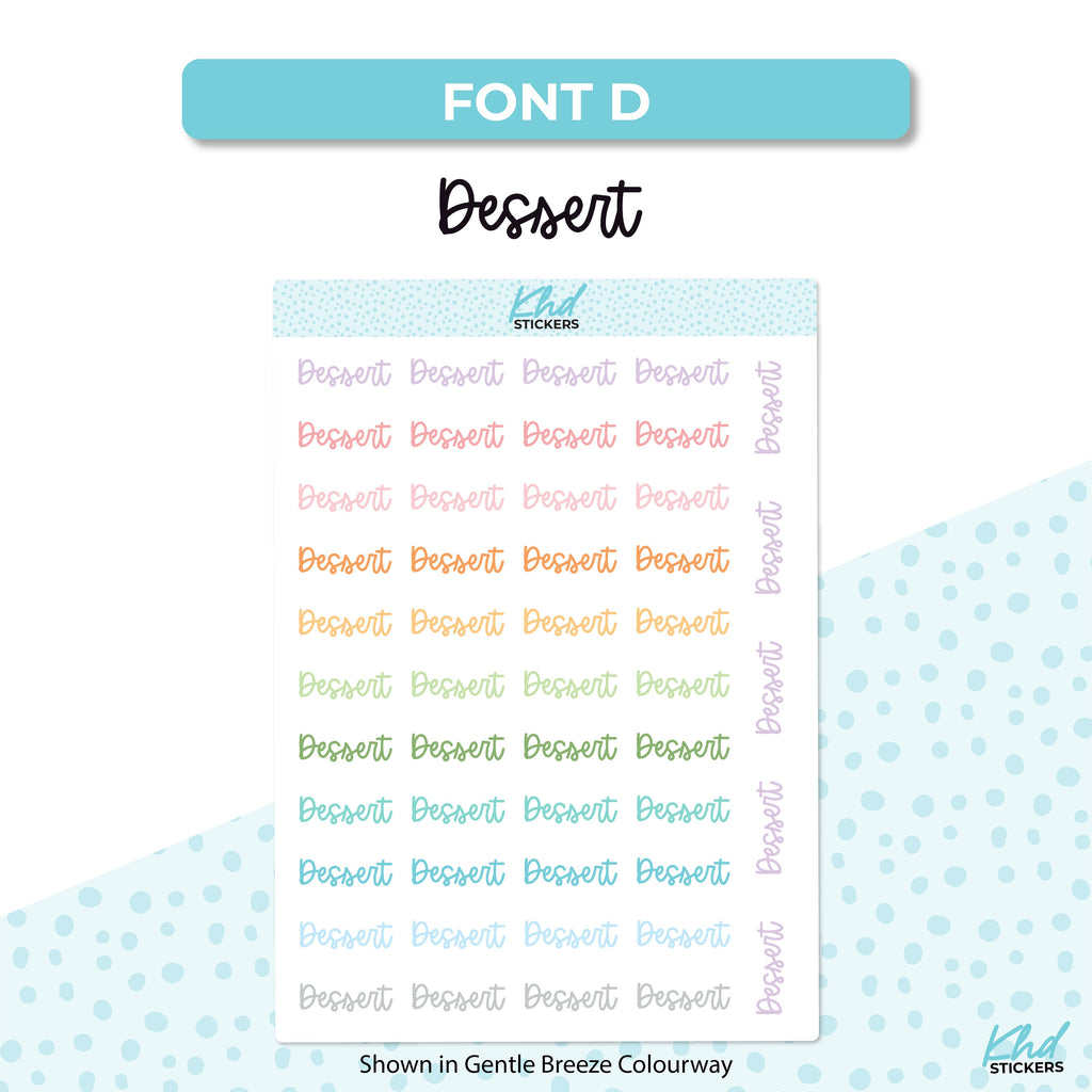 Dessert Stickers, Script Planner Stickers, Select from 6 fonts & 2 sizes, Removable