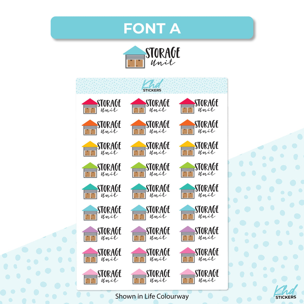 Storage Unit Planner Stickers, Script Stickers, Two sizes and font options, Over 30 colours, Removable
