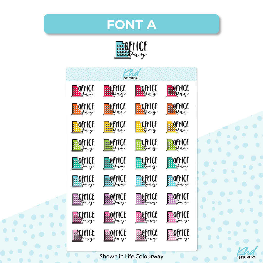 Office Day Stickers, Planner Stickers, Two size and font options, removable
