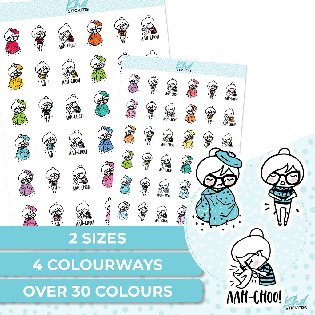 Planner Girl Stickers Sick Day Stickers, Planner Stickers, Removable