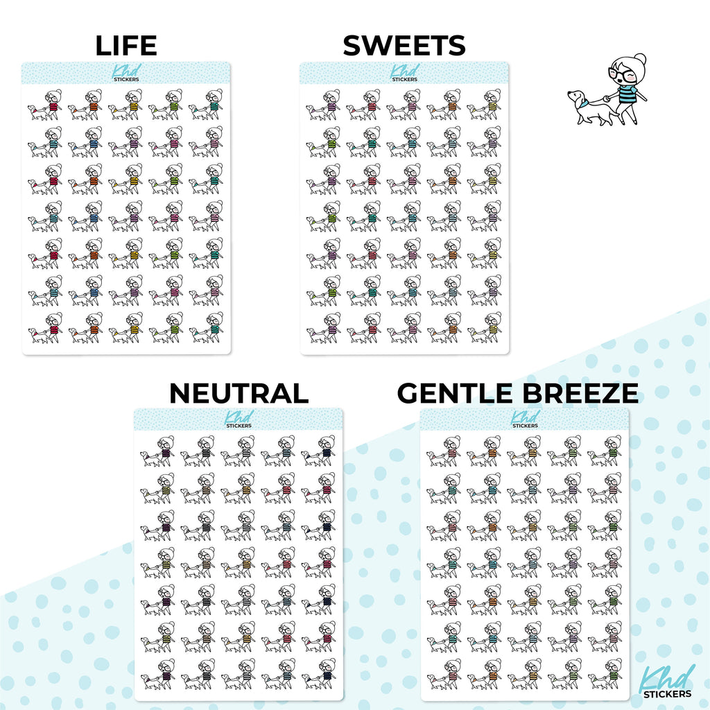 Dog Walk Stickers, Planner Stickers, Two sizes, Removable