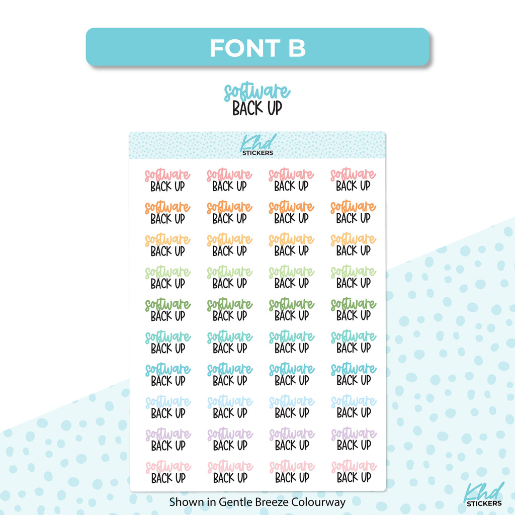 Software Backup Script Planner Stickers, 2 Sizes and Fonts, Removable