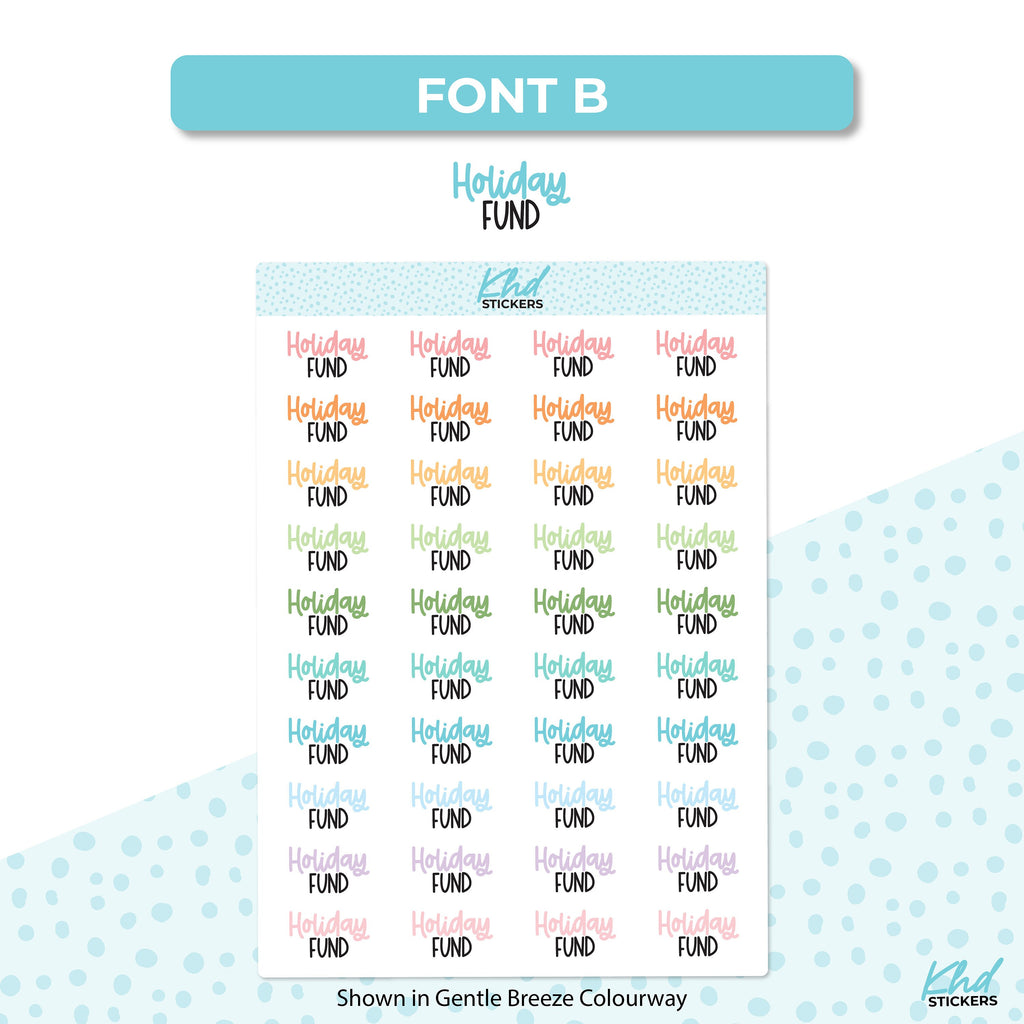 Holiday Fund Planner Stickers, Two size and font selections, Removable