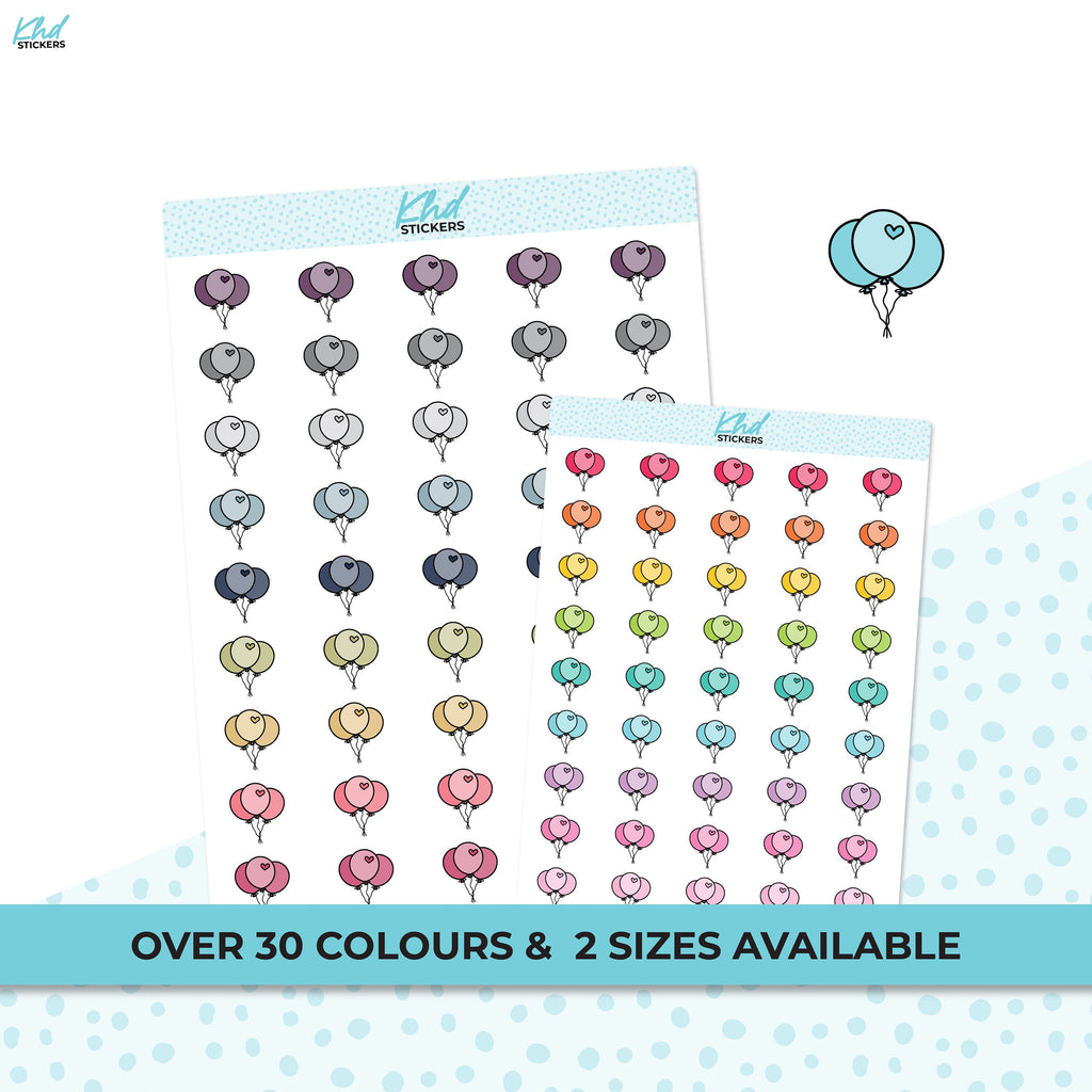 Balloon Stickers, Planner Stickers, Two Sizes and over 30 colour selections, Removable
