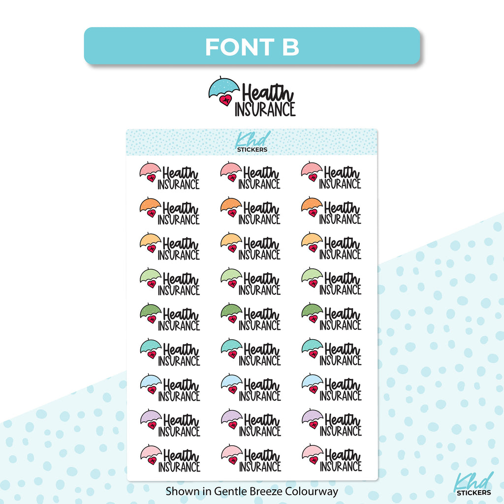 Health Insurance Stickers, Planner Stickers, Removable