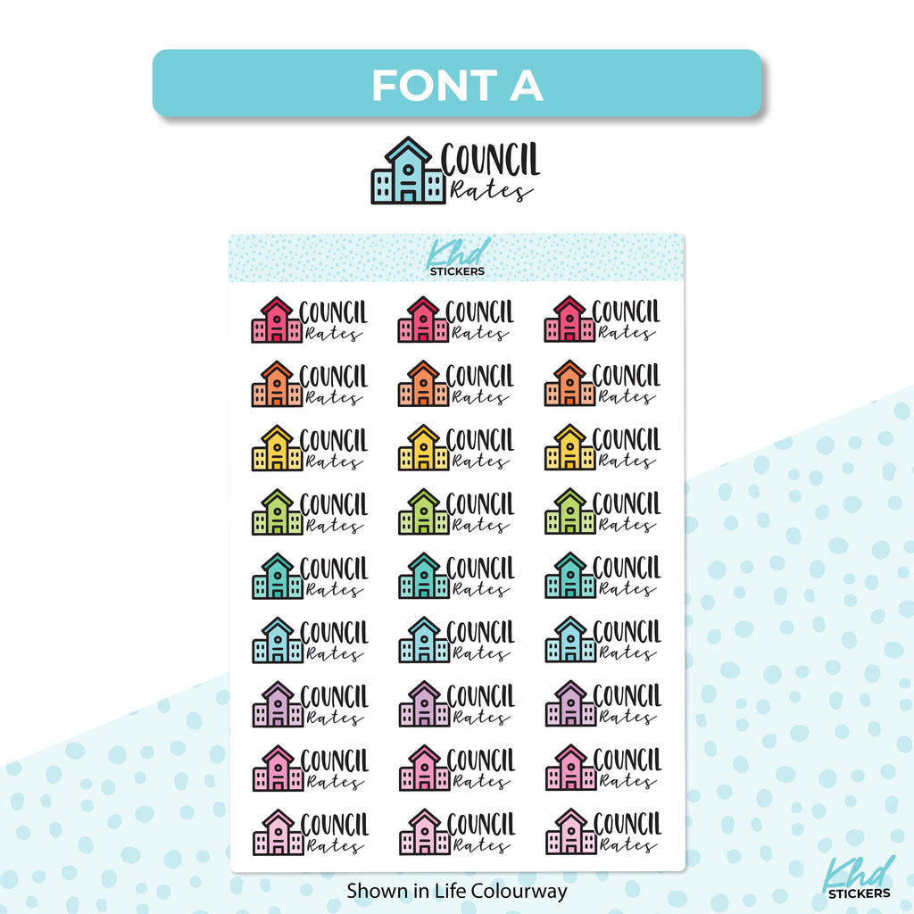 Council Rates Stickers, Planner Stickers, Removable