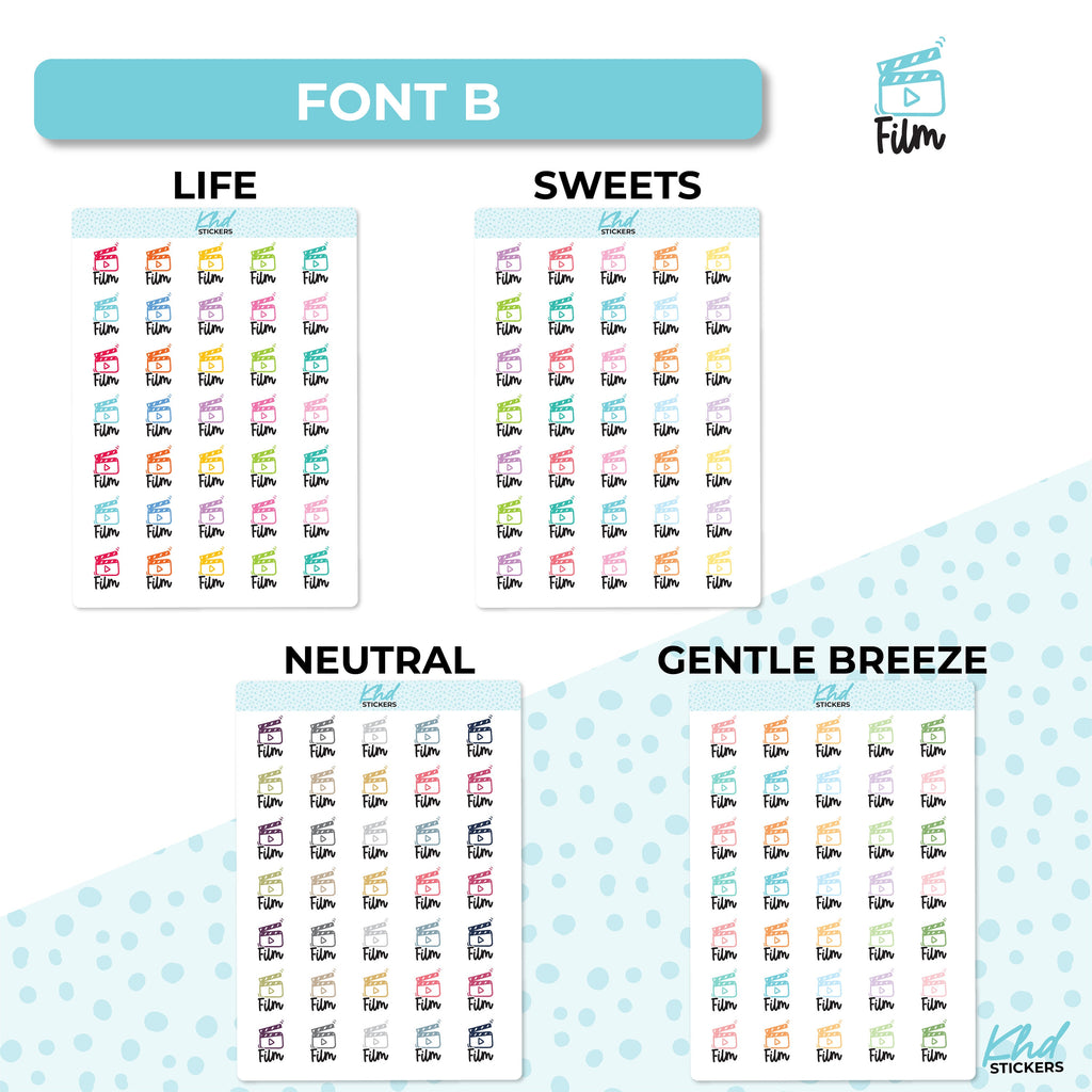 Film Planner Stickers, Removable
